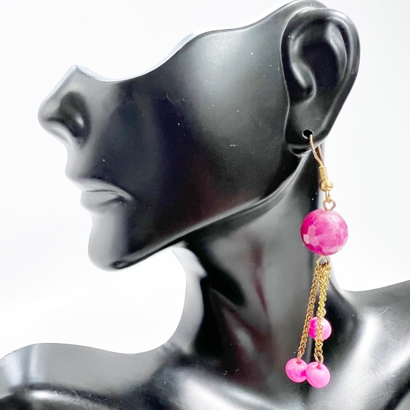 Handmade Pink Ball Chain Lightweight Earring - Picture 4 of 5